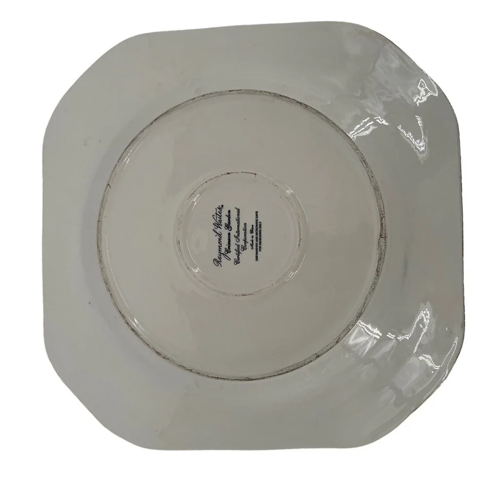Raymond Waites Crimson Garden‎ Square Dinner Plate Certified International Black